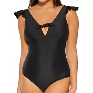 Crown & Ivy Black One Piece Swimsuit Size Large